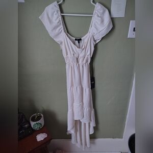 *5 for $25* NWT YMI Medium Ivory High-low Smocked Waist Flutter Sleeve Dress